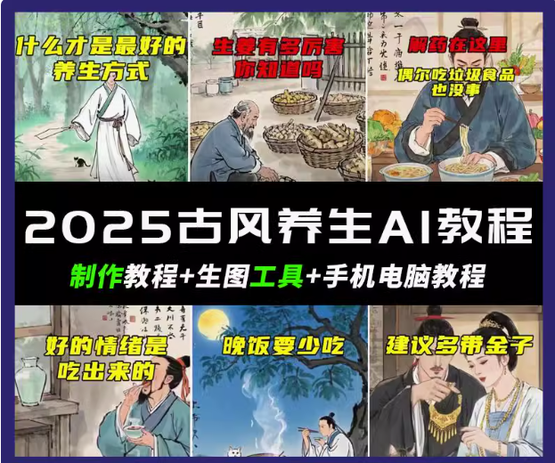 抖音AI古风养生视频教程日入五张 轻松涨粉 10W+-89网创