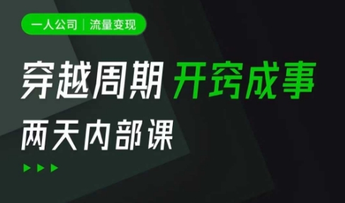 一人公司：流量变现课，一人公司的方法模型拆解， 拆解富人思维，流量思维，小老板思维等-89网创