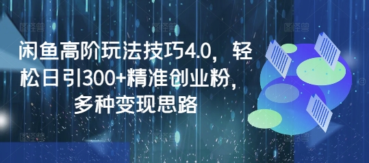 闲鱼高阶玩法技巧4.0，轻松日引300+精准创业粉，多种变现思路-89网创