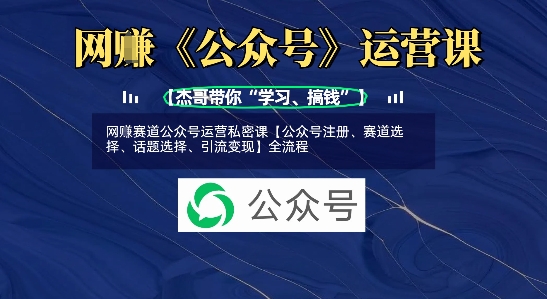 网创赛道公众号运营私密课【公众号注册、赛道选择、话题选择、引流变现】全流程-89网创
