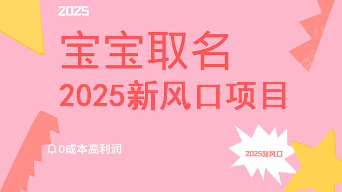 2025新风口项目宝宝取名，0成本高利润，附保姆级教程，月入过万不是梦-89网创