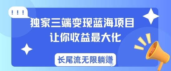 独家三端变现蓝海项目，让你收益最大化，长尾流无限躺挣-89网创