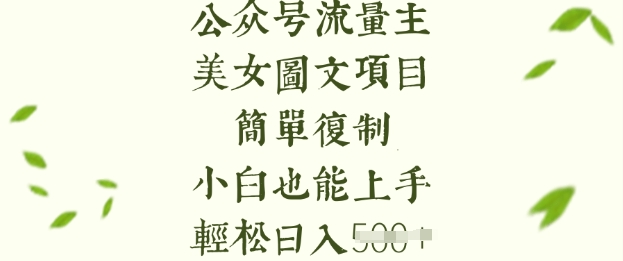 流量主长期收益项目，美女图片简单复制，小白也能上手，轻松日入5张-89网创