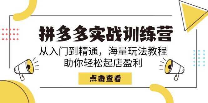 拼多多实战训练营，从入门到精通，海量玩法教程，助你轻松起店盈利-89网创
