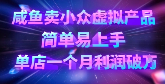 咸鱼卖小众虚拟产品，简单易上手，单店一个月利润破W-89网创