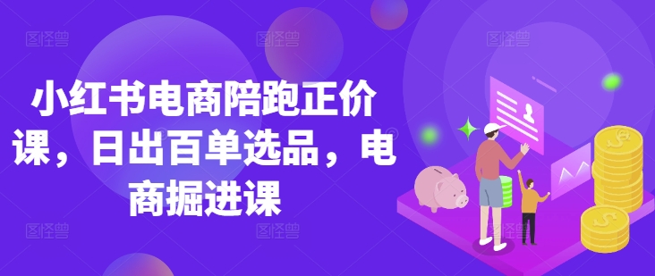 小红书电商陪跑正价课，小红书官方认证电商讲师教学，日出百单选品，电商掘进课-89网创