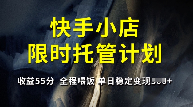 快手小店限时托管计划，收益55分，全程喂饭，单日稳定变现5张【揭秘】-89网创