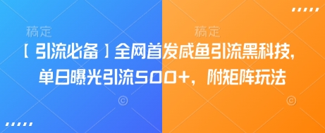 【引流必备】全网首发咸鱼引流黑科技，单日曝光引流500+，附矩阵玩法【揭秘】-89网创