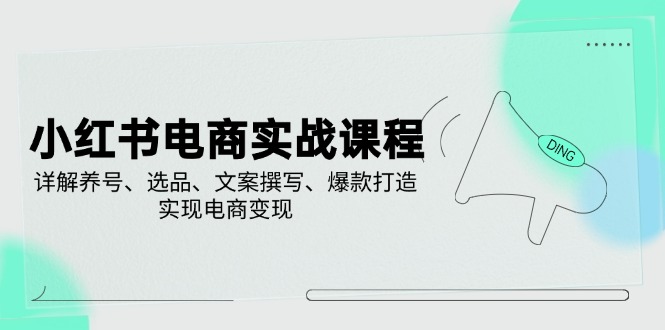 小红书电商实战课程，详解养号、选品、文案撰写、爆款打造，实现电商变现-89网创
