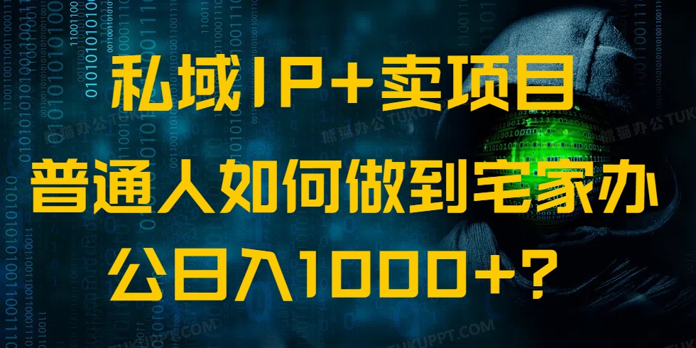 私域IP+卖项目，普通人如何做到宅家办公实现日入1000+-89网创