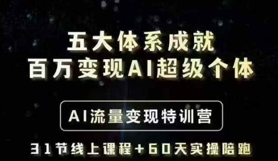 五大体系成就百万变现AI超级个体- AI流量变现特训营，一步一步教你一个人怎么年入百W-89网创