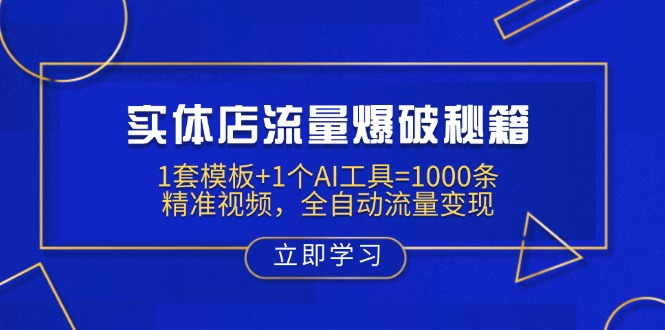实体店流量爆破秘籍：1套模板+1个AI工具=1000条精准视频，全自动流量变现-89网创