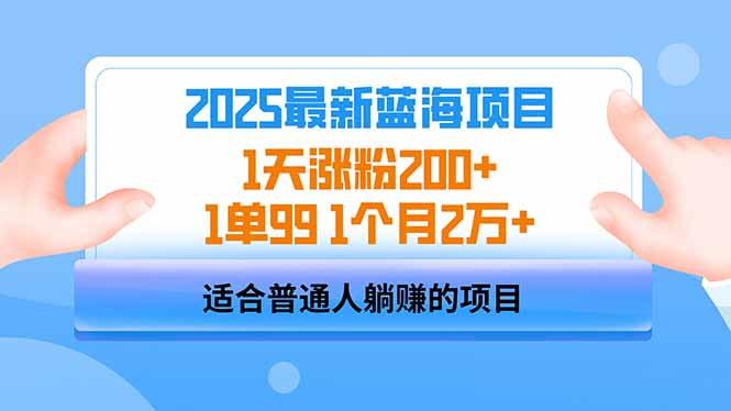 2025蓝海项目 1天涨粉200+ 1单99 1个月2万+-89网创