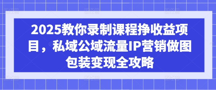 2025教你录制课程挣收益项目，私域公域流量IP营销做图包装变现全攻略-89网创