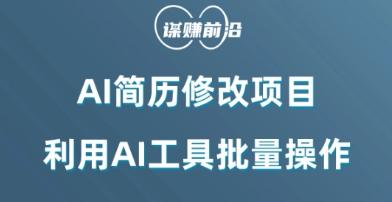 AI简历修改项目，利用AI工具批量化操作，小白轻松日200+-89网创