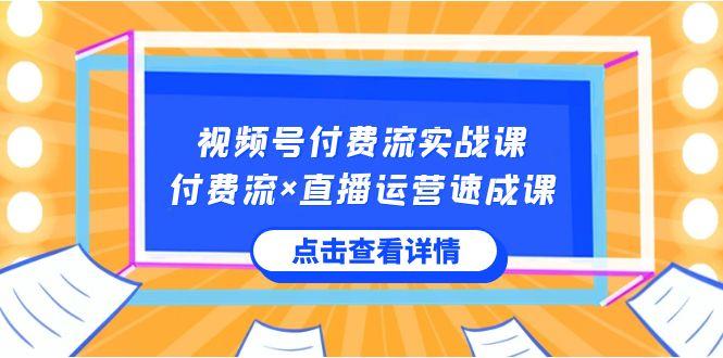 视频号付费流实战课，付费流×直播运营速成课，让你快速掌握视频号核心运营技能-89网创