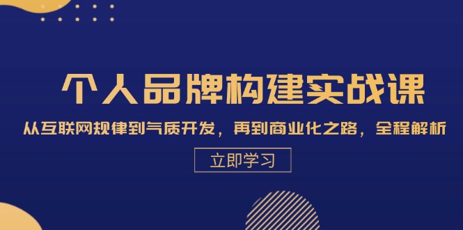 个人品牌构建实战课：从互联网规律到气质开发，再到商业化之路，全程解析-89网创