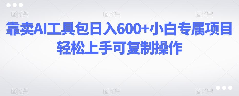靠卖AI工具包日入600+小白专属项目轻松上手可复制操作-89网创