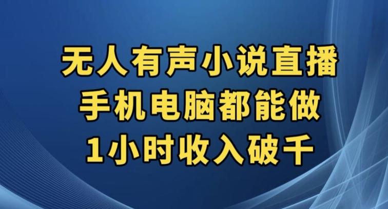 抖音无人有声小说直播，手机电脑都能做，1小时收入破千【揭秘】-89网创