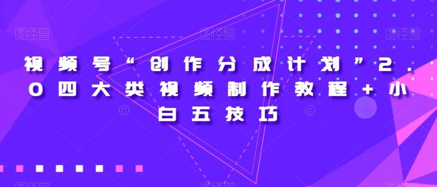 视频号“创作分成计划”2.0四大类视频制作教程+小白五技巧【揭秘】-89网创