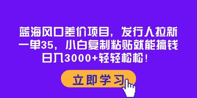 蓝海风口差价项目，发行人拉新，一单35，小白复制粘贴就能搞钱！日入30…-89网创