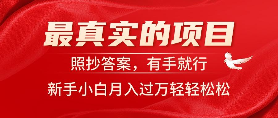 最真实的项目，照抄答案，有手就行，新手小白月入过万轻轻松松-89网创