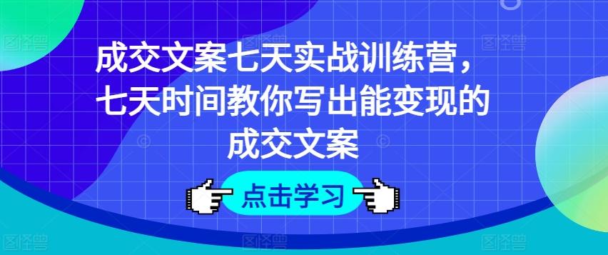 成交文案七天实战训练营，七天时间教你写出能变现的成交文案-89网创