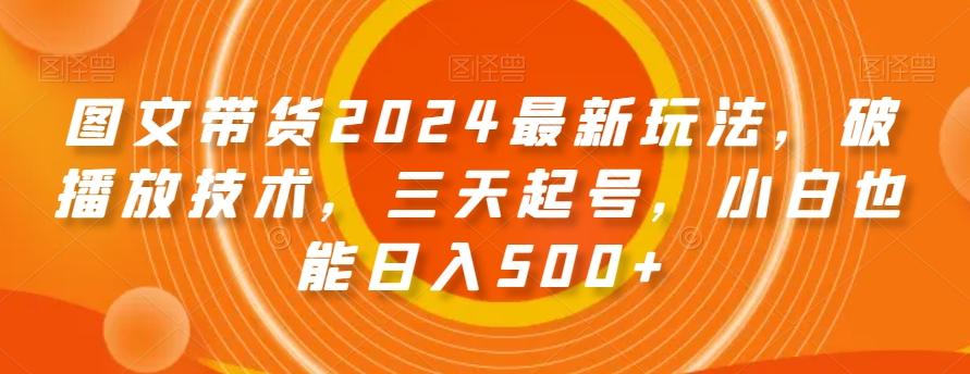 图文带货2024最新玩法，破播放技术，三天起号，小白也能日入500+【揭秘】-89网创