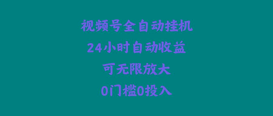 (10031期)视频号全自动挂机，24小时自动收益，可无限放大，0门槛0投入-89网创