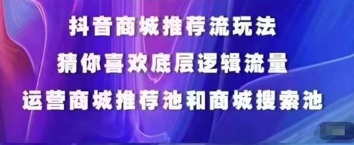 抖音商城运营课程，猜你喜欢入池商城搜索商城推荐人群标签覆盖-89网创