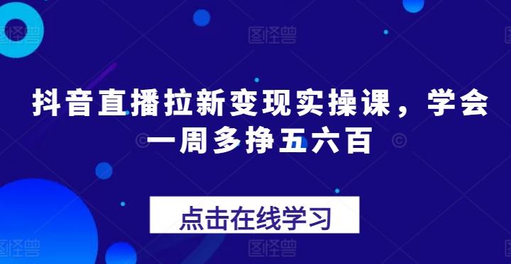 抖音直播拉新变现实操课，学会一周多挣五六百-89网创