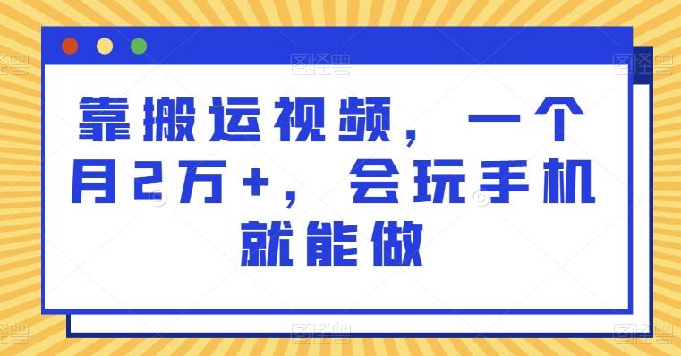 靠搬运视频，一个月2万+，会玩手机就能做-89网创