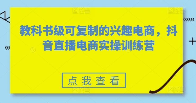 教科书级可复制的兴趣电商，抖音直播电商实操训练营-89网创