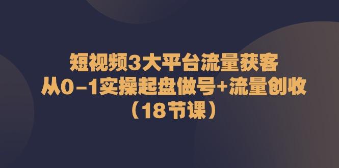 短视频3大平台流量获客：从0-1实操起盘做号+流量创收(18节课)-89网创