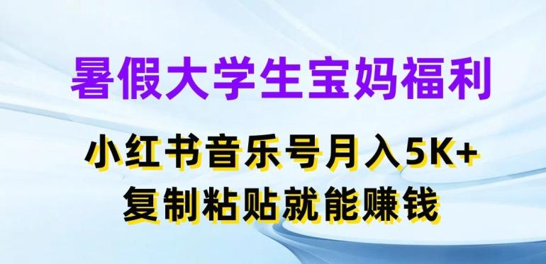 暑假大学生宝妈福利，小红书音乐号月入5000+，复制粘贴就能赚钱【揭秘】-89网创