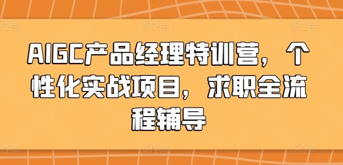 AIGC产品经理特训营，个性化实战项目，求职全流程辅导-89网创
