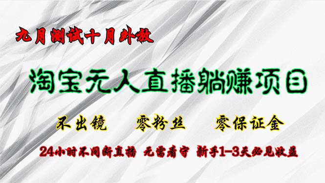 淘宝无人直播最新玩法，九月测试十月外放，不出镜零粉丝零保证金，24小…-89网创