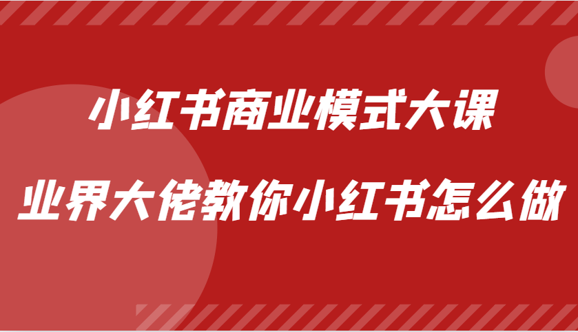 小红书商业模式大课，业界大佬教你小红书怎么做【视频课】-89网创