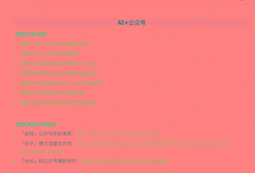 图片[3]-(9351期)AI破局手册+教练分享合集：AI提示词/AI+小红书 /AI+公众号/AI+绘画/AI编程-89网创