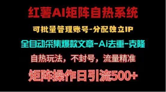 红薯矩阵自热系统，独家不死号引流玩法！矩阵操作日引流500+-89网创