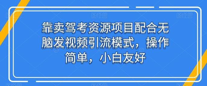 靠卖驾考资源项目配合无脑发视频引流模式，操作简单，小白友好【揭秘】-89网创