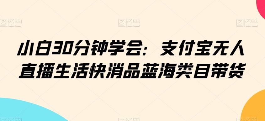 小白30分钟学会：支付宝无人直播生活快消品蓝海类目带货【揭秘】-89网创
