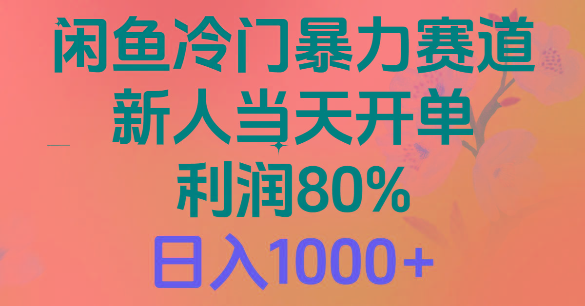 2024闲鱼冷门暴力赛道，新人当天开单，利润80%，日入1000+-89网创