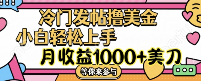 冷门发帖撸美金项目，月收益1000+美金，简单无脑，干就完了【揭秘】-89网创