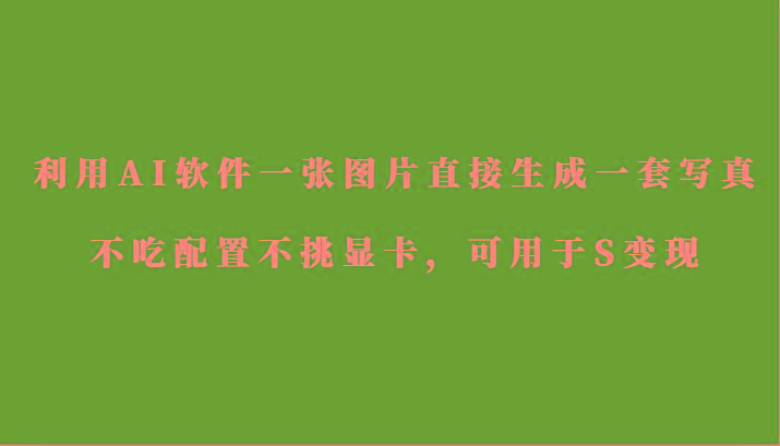利用AI软件只需一张图片直接生成一套写真，不吃配置不挑显卡，可用于S变现-89网创