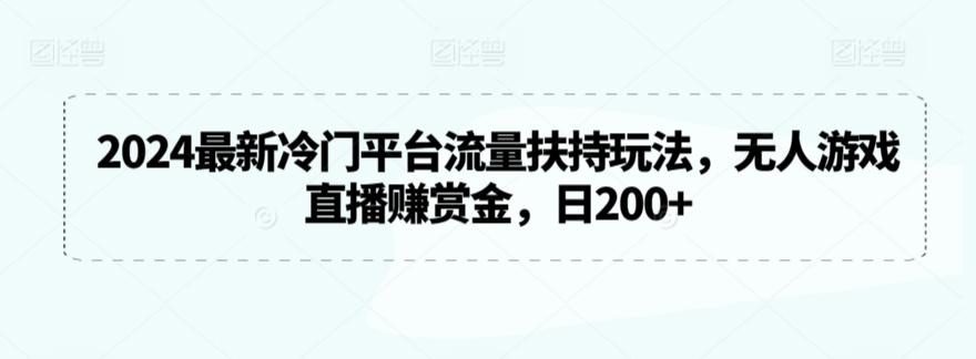 2024最新冷门平台流量扶持玩法，无人游戏直播赚赏金，日200+【揭秘】-89网创