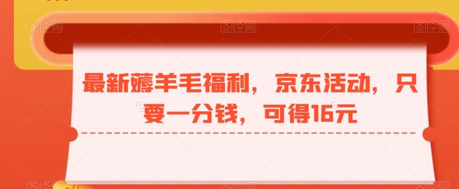 最新薅羊毛福利，京东活动，只要一分钱，可得16元-89网创