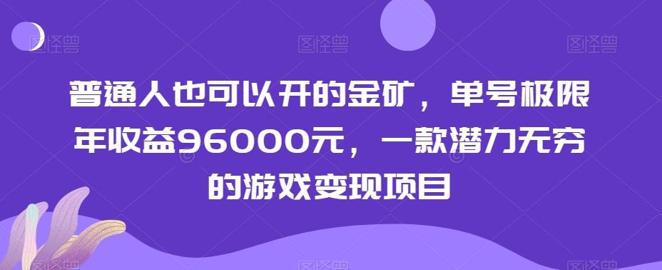 普通人也可以开的金矿，单号极限年收益96000元，一款潜力无穷的游戏变现项目【揭秘】-89网创