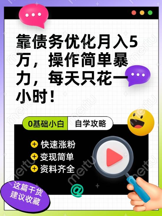 靠债务优化月入五万，每天只要花两个小时，多种方式轻松变现【揭秘】-89网创