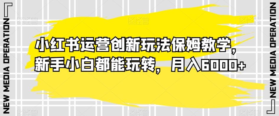 小红书运营创新玩法保姆教学，新手小白都能玩转，月入6000+【揭秘】-89网创